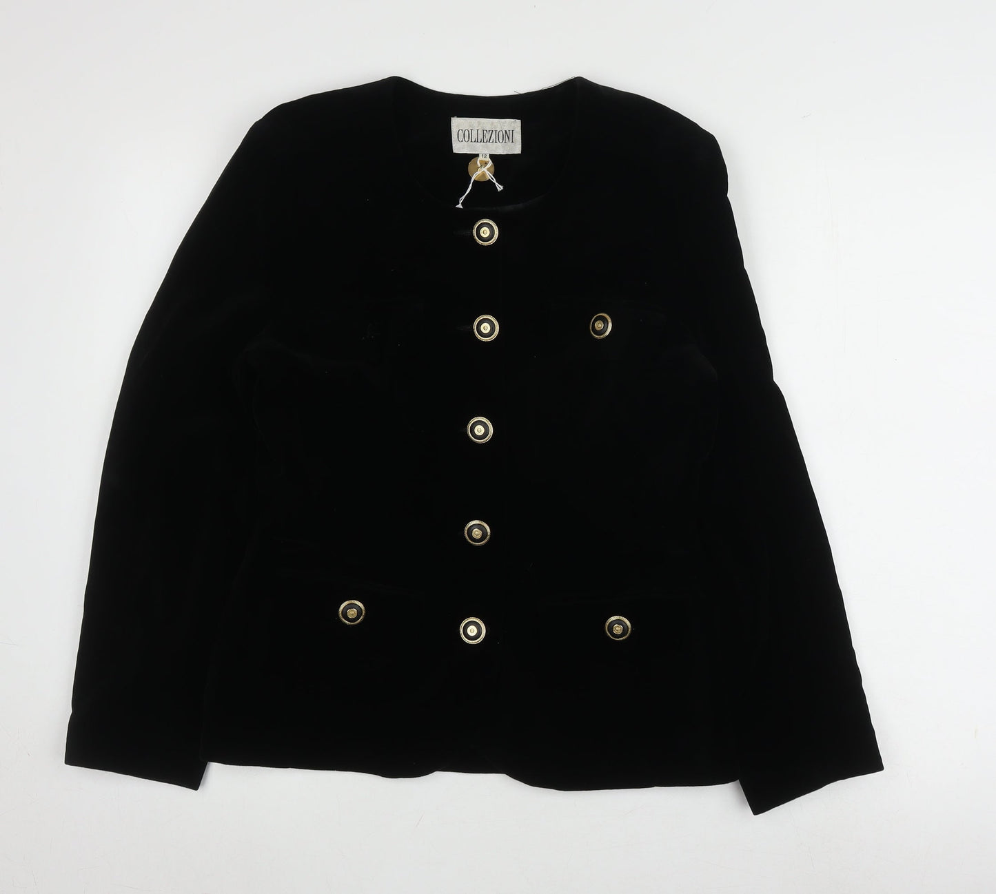 Collezioni Women's Black Cotton Button Jacket Size 12