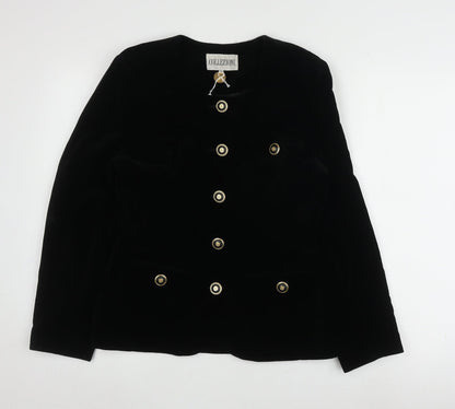 Collezioni Women's Black Cotton Button Jacket Size 12