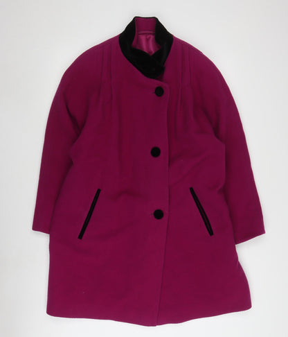 C&A Women's Purple Wool Coat, Size 12, Button Closure