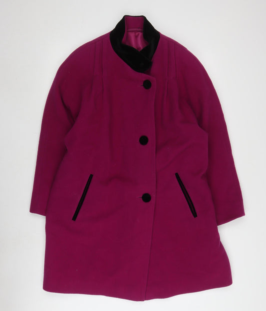 C&A Women's Purple Wool Coat, Size 12, Button Closure