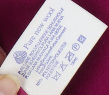 C&A Women's Purple Wool Coat, Size 12, Button Closure