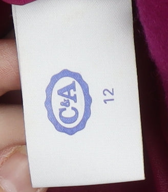 C&A Women's Purple Wool Coat, Size 12, Button Closure