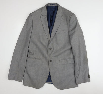 Mens UK Size 42 River Island Regular Grey Suit Jacket