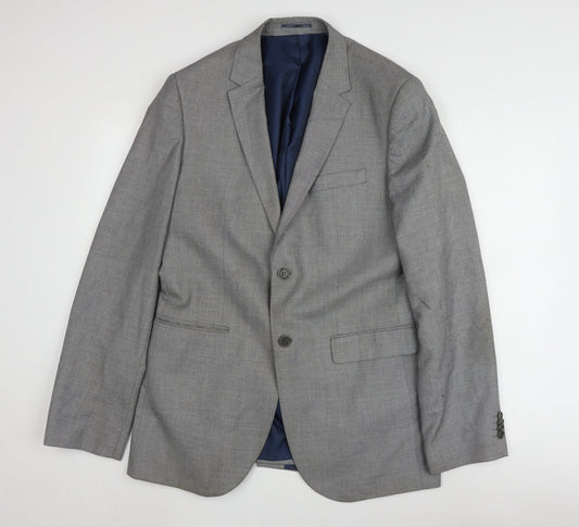 Mens UK Size 42 River Island Regular Grey Suit Jacket