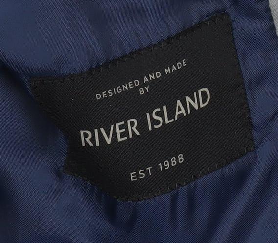 Mens UK Size 42 River Island Regular Grey Suit Jacket