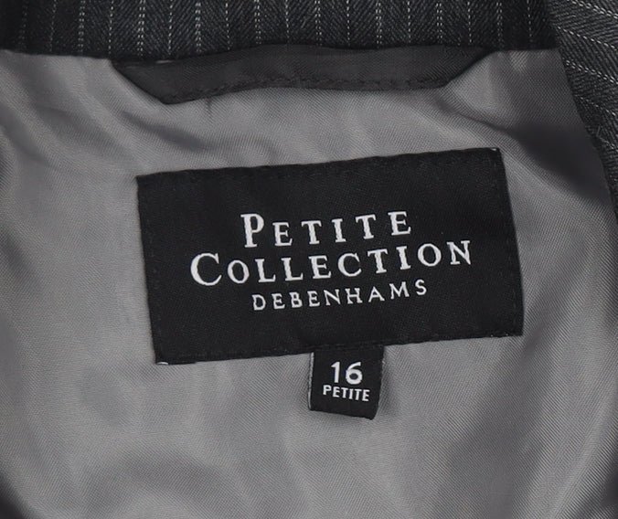 Debenhams Women’s Black Pinstripe Blazer Size 16 Petite