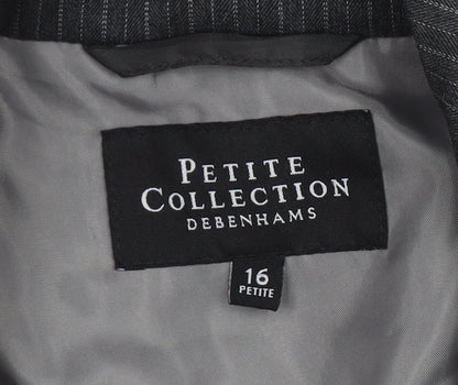 Debenhams Women’s Black Pinstripe Blazer Size 16 Petite