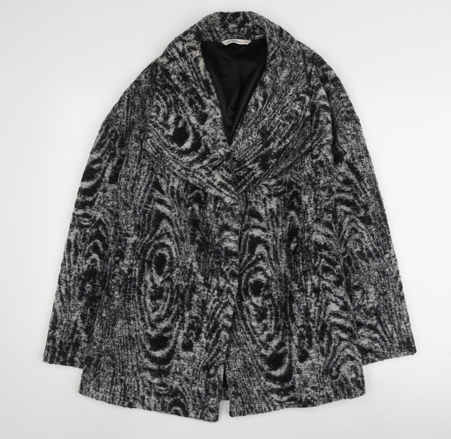 Isaac Mizrahi Women's Grey Geometric Coat M