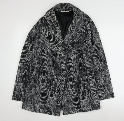 Isaac Mizrahi Women's Grey Geometric Coat M