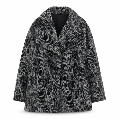 Isaac Mizrahi Women's Grey Geometric Coat M