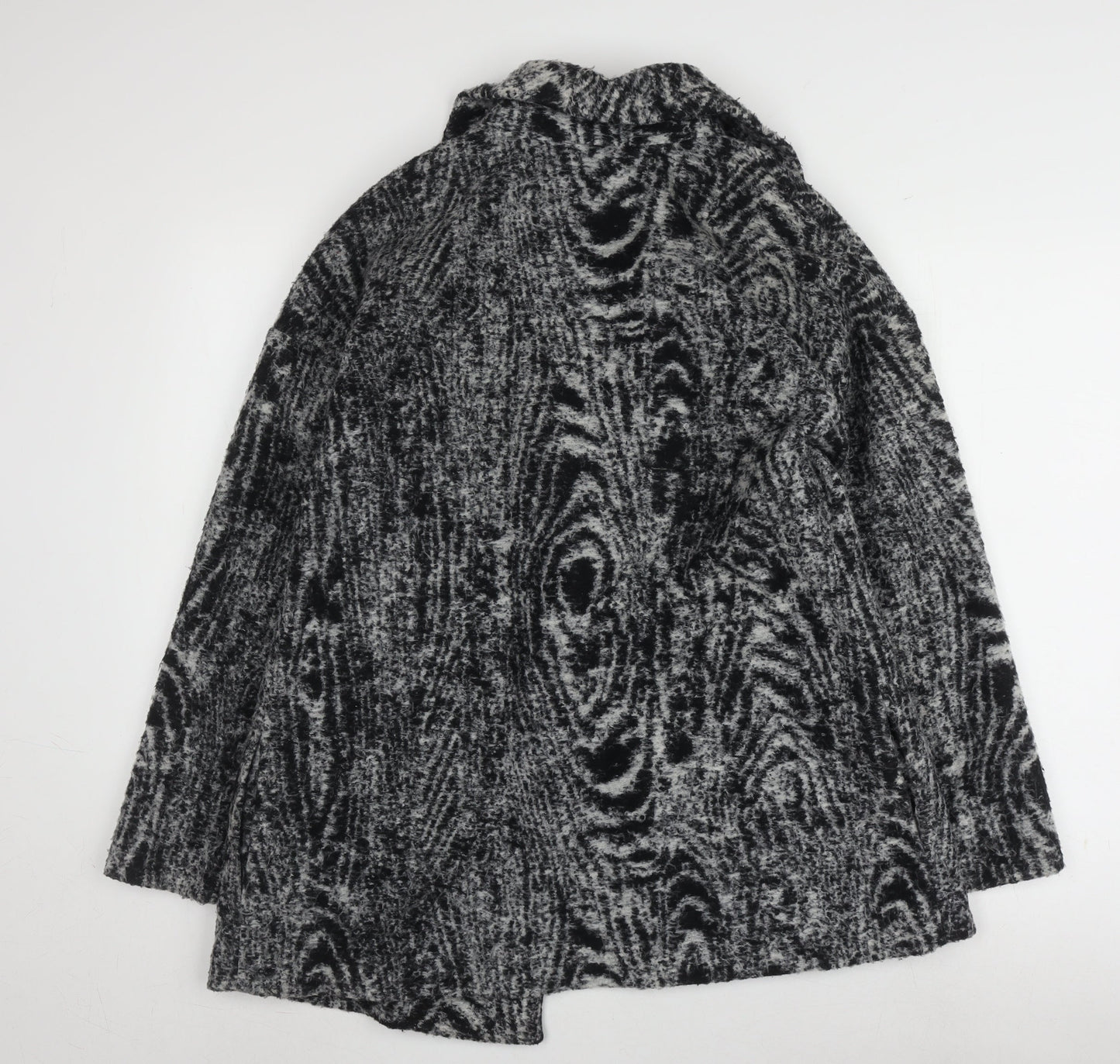 Isaac Mizrahi Women's Grey Geometric Coat M
