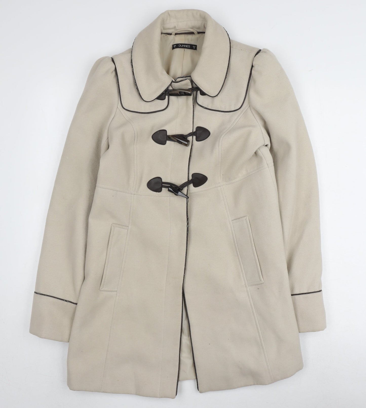 Dunnes Women's Beige Mid-Length Toggle Coat Size 10