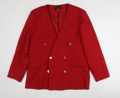 Fiorella Women's Red Wool Blazer, Size 14