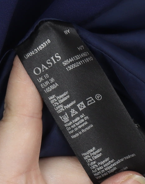 Oasis Women's Blue Blazer Size 10, Notch Lapel, Lined
