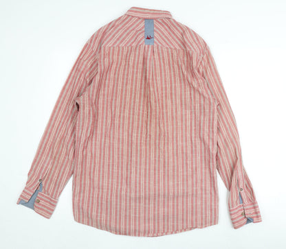 Mantaray Men's Red Striped Button-Up Shirt, Size S