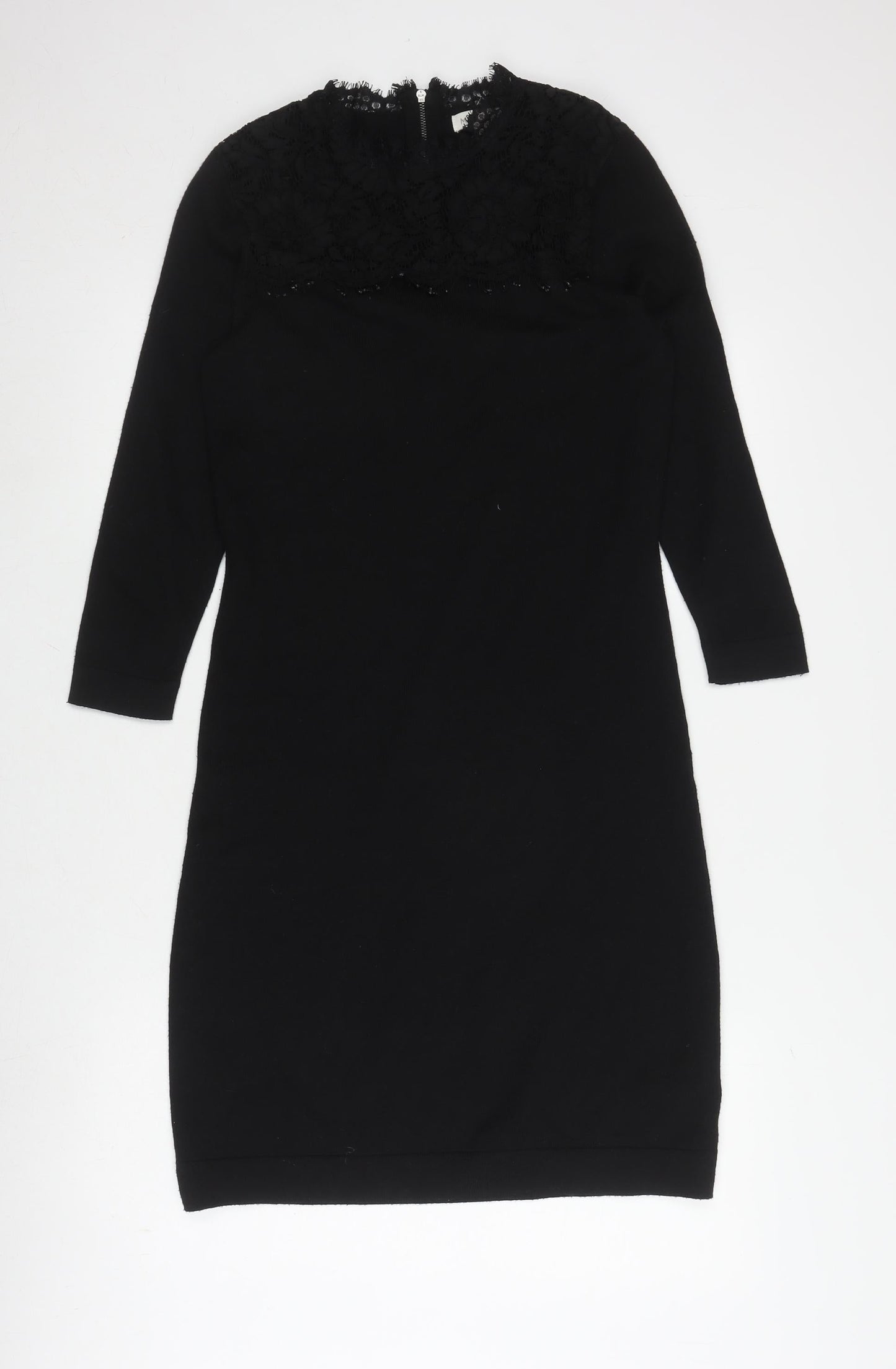 Monsoon Black Women's Dress, Size S, Elegant Lace Zip