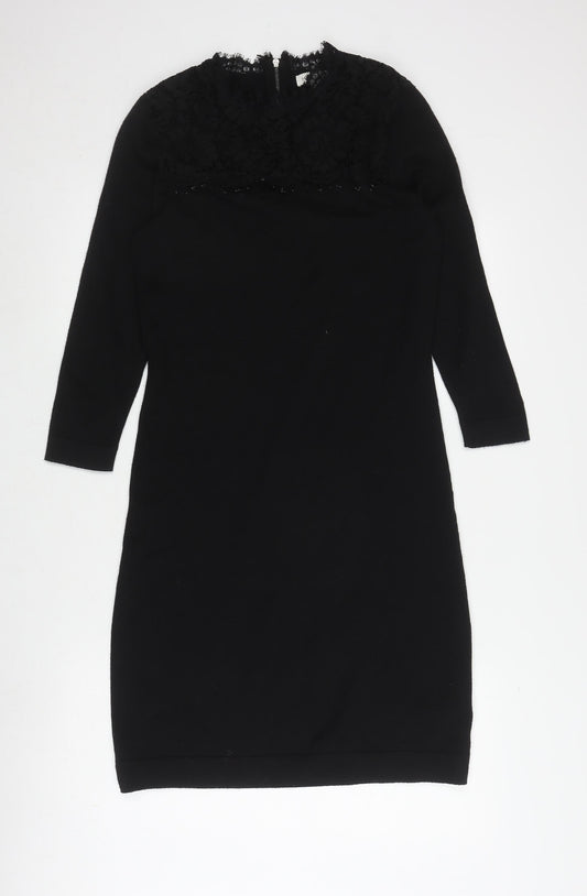 Monsoon Black Women's Dress, Size S, Elegant Lace Zip