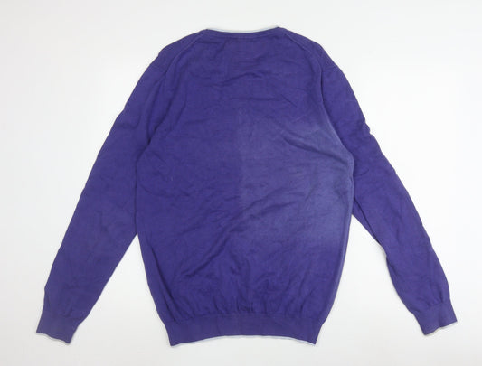 Pierre Cardin Men's Purple Pullover Jumper, M, Cotton