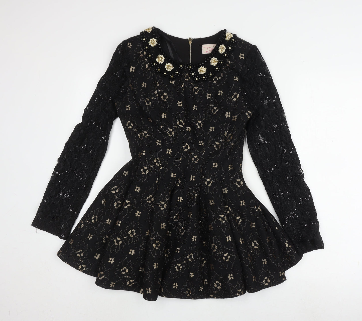 Darcy Women's Black XS Fit & Flare Floral Lace Dress