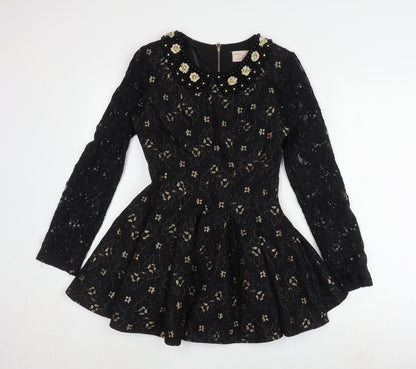 Darcy Women's Black XS Fit & Flare Floral Lace Dress