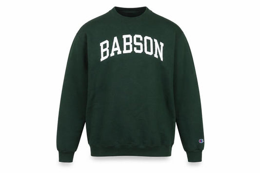Front view of Champion unisex green pullover sweatshirt m