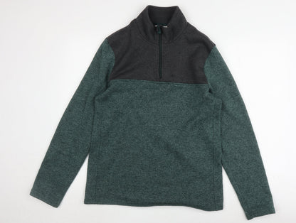 Mens UK Size L Mountain Warehouse Green 1/4 Zip Sweatshirt