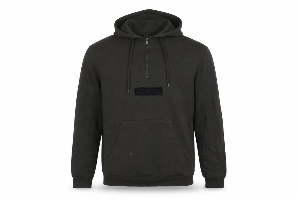 Guess Men's Black 2XL Pullover Hoodie with Logo
