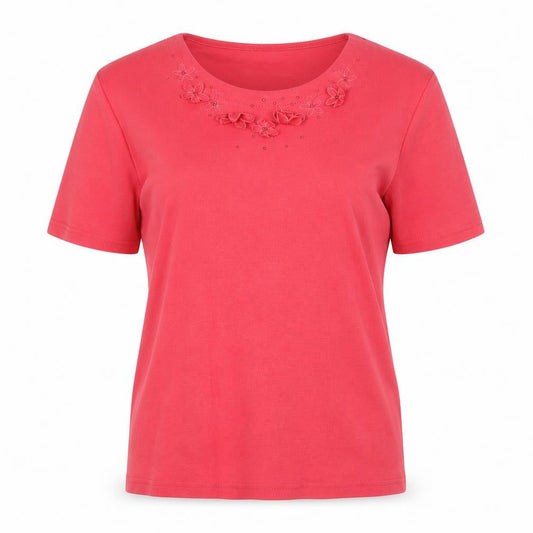 Womens UK Size 10 Eastex Red Basic T-Shirt