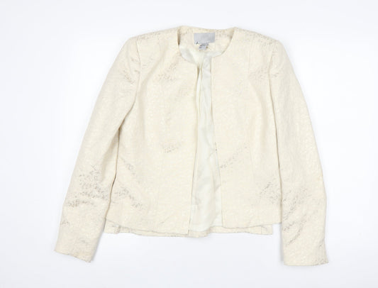 H&M Women's Ivory Suit Jacket Size 10 Lined Metallic