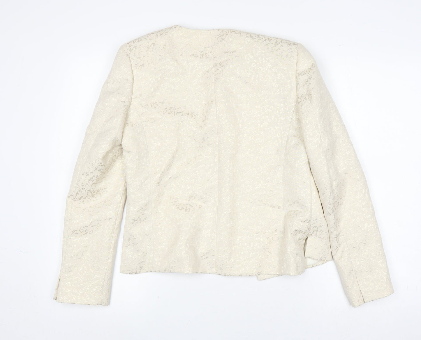 H&M Women's Ivory Suit Jacket Size 10 Lined Metallic