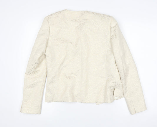 H&M Women's Ivory Suit Jacket Size 10 Lined Metallic