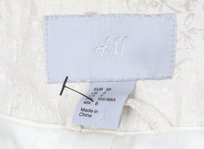 H&M Women's Ivory Suit Jacket Size 10 Lined Metallic