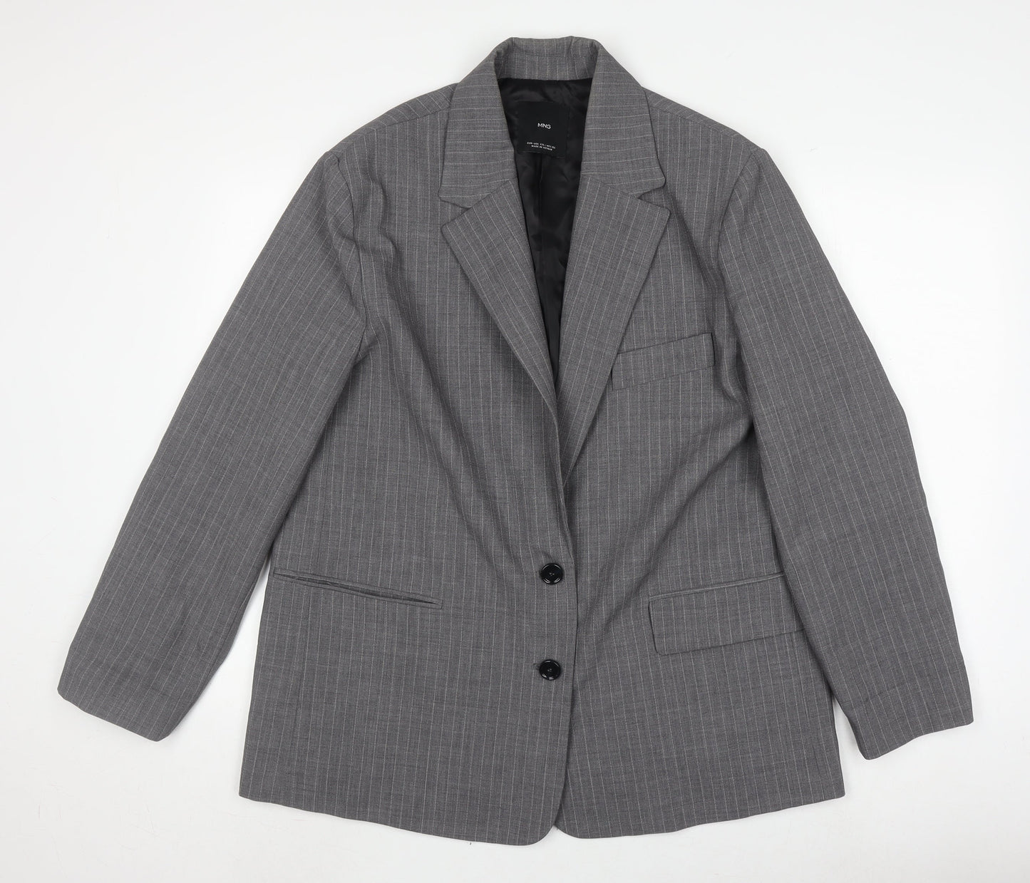 MNG Men's Grey Striped Blazer Jacket, 2XL, Business Formal