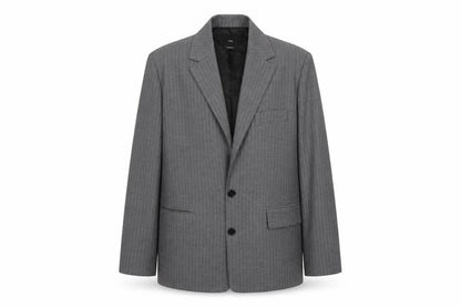 MNG Men's Grey Striped Blazer Jacket, 2XL, Business Formal