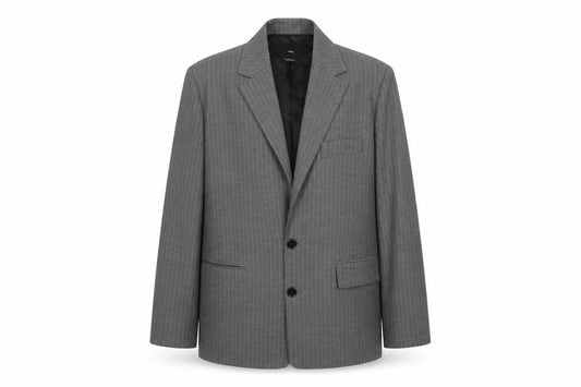 MNG Men's Grey Striped Blazer Jacket, 2XL, Business Formal