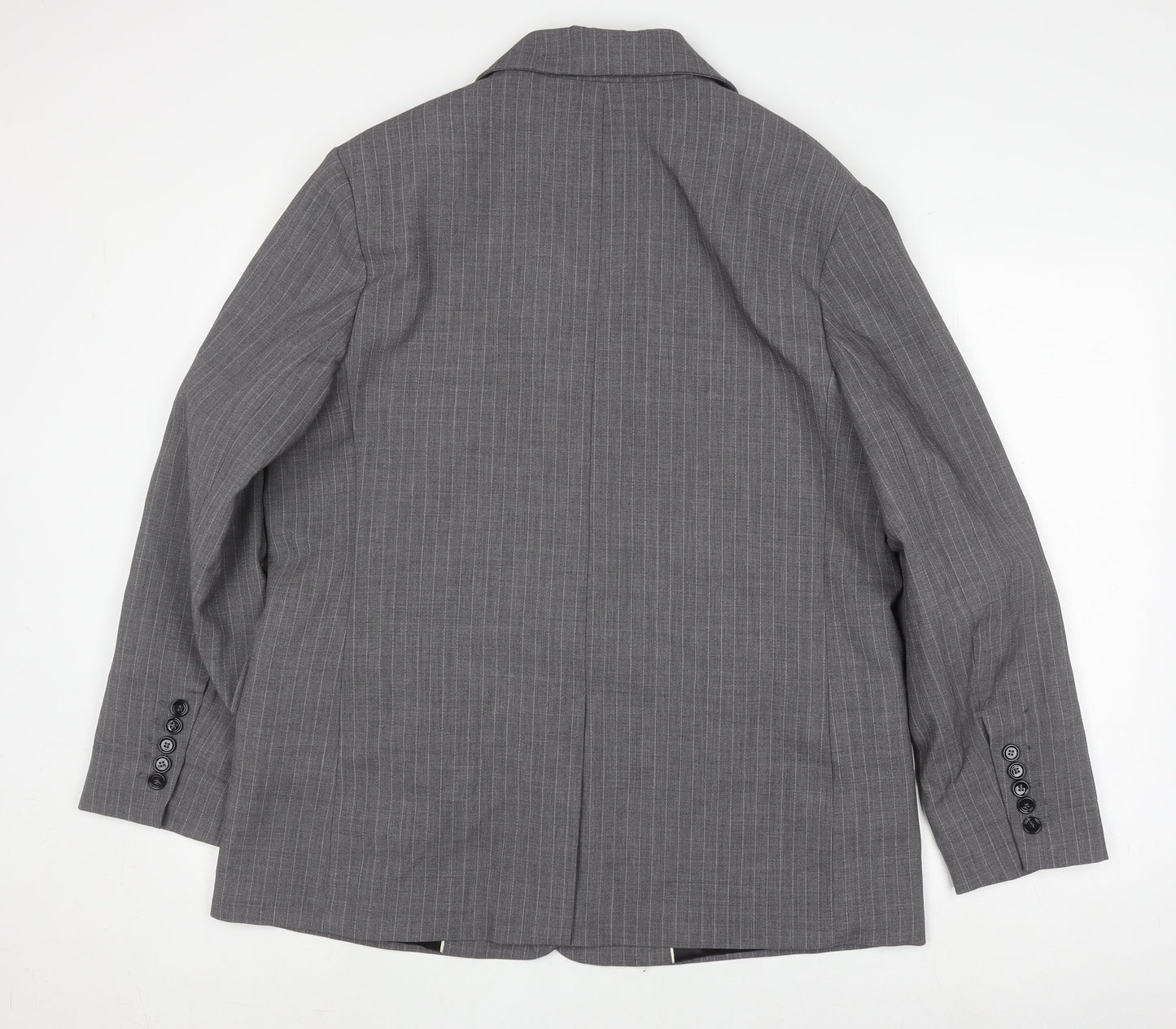 MNG Men's Grey Striped Blazer Jacket, 2XL, Business Formal