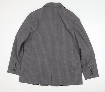 MNG Men's Grey Striped Blazer Jacket, 2XL, Business Formal