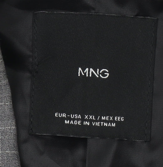 MNG Men's Grey Striped Blazer Jacket, 2XL, Business Formal