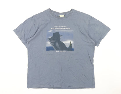 The Clean Green Men's Blue Graphic T-Shirt, Size L