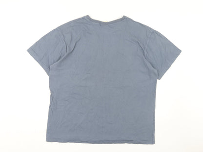 The Clean Green Men's Blue Graphic T-Shirt, Size L
