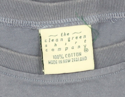 The Clean Green Men's Blue Graphic T-Shirt, Size L