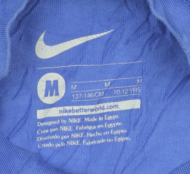 Nike Boys Blue Logo T-Shirt M Casual Crew Neck