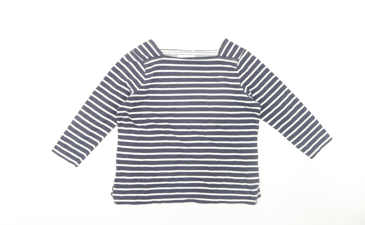 John Lewis Women's Blue Striped Boat Neck T-Shirt Size 14
