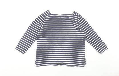 John Lewis Women's Blue Striped Boat Neck T-Shirt Size 14