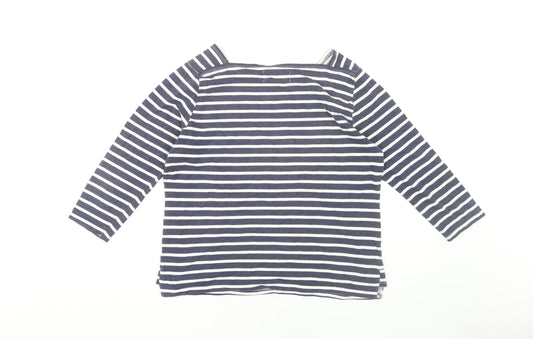 John Lewis Women's Blue Striped Boat Neck T-Shirt Size 14