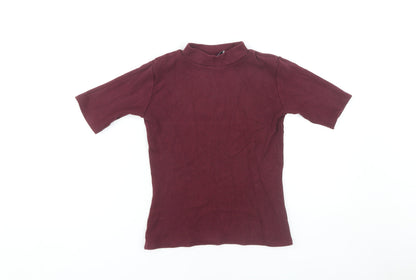 Modström Women's XS Red Mock Neck Short Sleeve Top