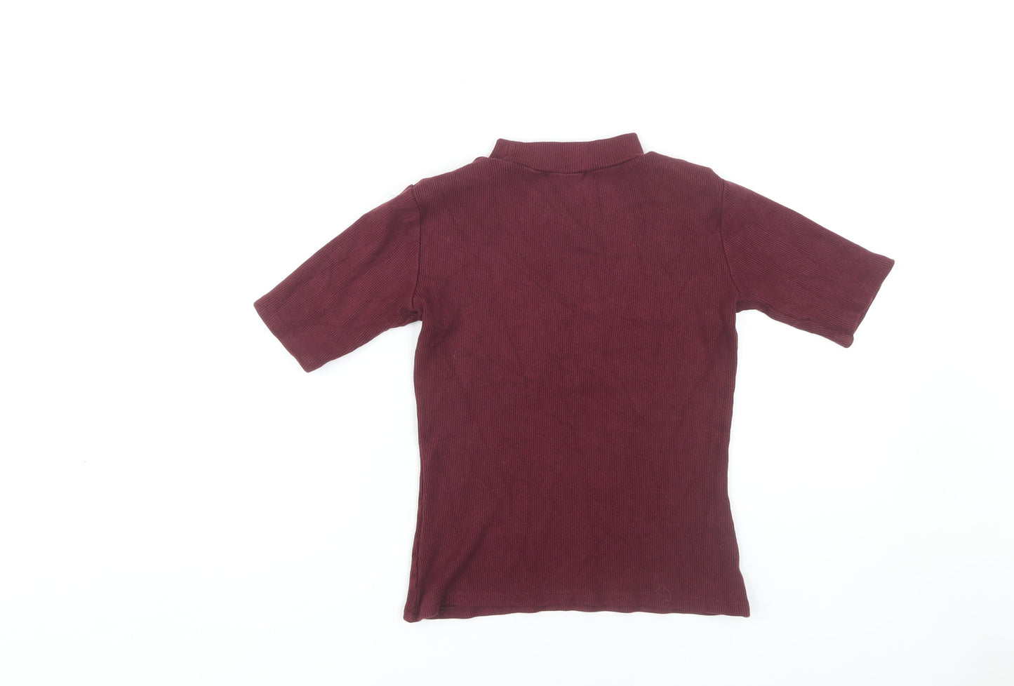 Modström Women's XS Red Mock Neck Short Sleeve Top