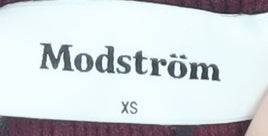 Modström Women's XS Red Mock Neck Short Sleeve Top