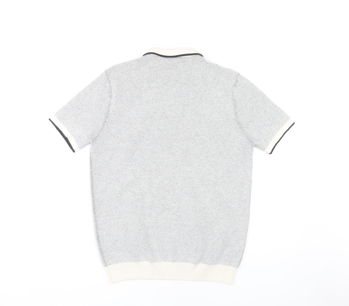 Next Men's Grey Polo Shirt - M, Short Sleeve, Cotton