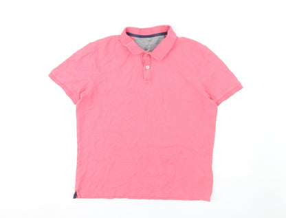 Marks and Spencer Men's Pink Polo Shirt Size L